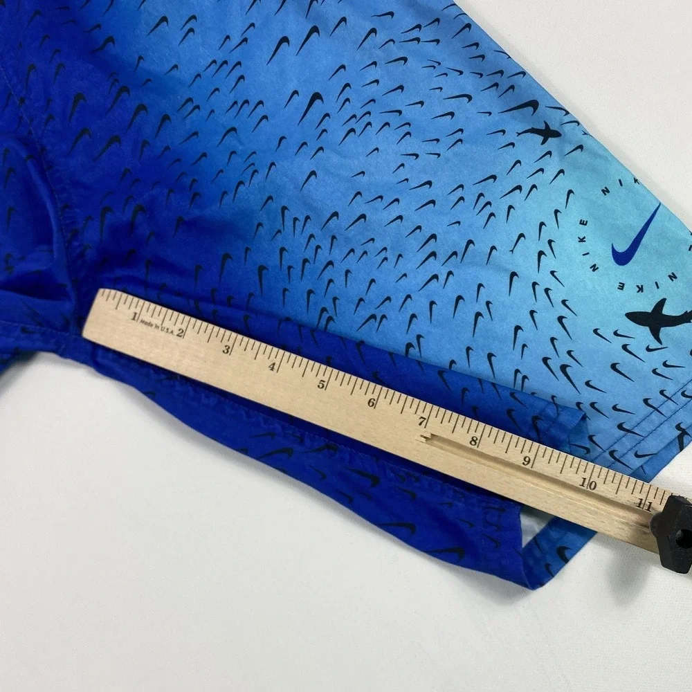 Nike Shorts Mens Medium Blue Gradient Shark Print Swim Trunks Elastic Waist